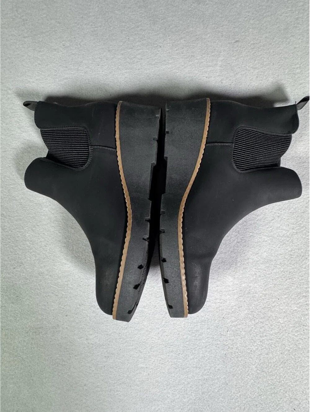 Athlefit Women's Chelsea Wedge Boots Black Pull On Ankle Booties Size 9.5